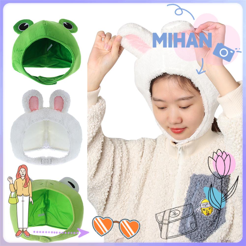 Mihan หมวกคอสเพลย์หัวสัตว์ แบบหัวกบและหูกระต่าย ขนาดใหญ่ ให้ความอบอุ่น สำหรับผู้หญิง