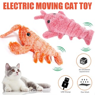 USB Rechargeable Electric Moving Cat Toy Floppy Lobster Pet Wagging Plush Toys