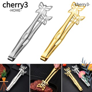 Cherry3 คลิปหนีบอาหาร ป้องกันน้ําร้อนลวก สีทอง เงิน สําหรับบาร์บีคิว ขนมปัง