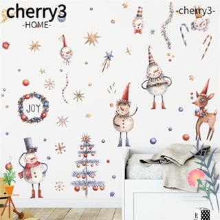 Cherry3 สติกเกอร์ติดผนัง ลายสโนว์แมน คริสต์มาส ปีใหม่ 2022 DIY