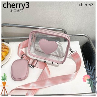 CHERRY3 กระเป๋าสะพายไหล่ลําลอง แบบใส แต่งซิป สไตล์สนามกีฬา