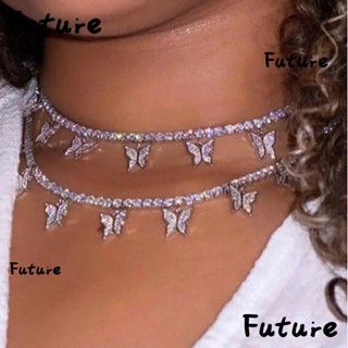 Future สร้อยคอ จี้ผีเสื้อ สีเงิน แฟชั่น