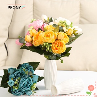 PEONYPAVILION ช่อดอกกุหลาบประดิษฐ์ 9 ดอก ขนาด 30 ซม. สําหรับตกแต่งบ้าน งานแต่งงาน DIY