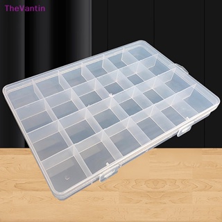 Thevantin กล่องพลาสติก ทรงสี่เหลี่ยมผืนผ้า ปรับได้ 24 ช่อง สําหรับใส่เครื่องประดับ ต่างหู ลูกปัด