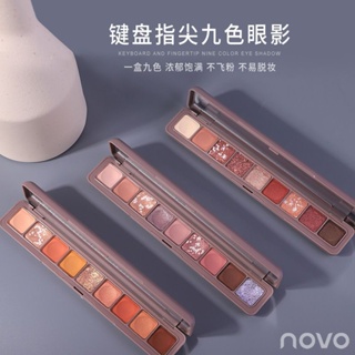 Spot# NOVO5283 keyboard fingertip nine-color eyeshadow plate ins ultra-hot fast hand TikTok pearlescent waterproof large earth color eyeshadow 8jj