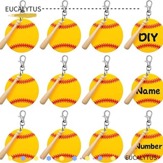 Eutus พวงกุญแจอะคริลิค รูปเบสบอล ขนาดเล็ก 12 ชิ้น สําหรับงานปาร์ตี้