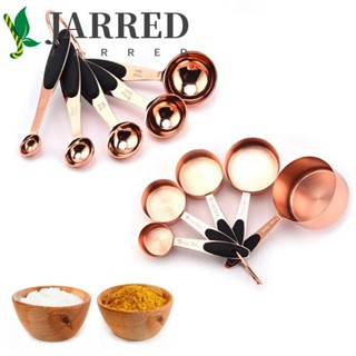 Jarred ชุดช้อนตวงสแตนเลสสีโรสโกลด์สําหรับตวงกาแฟเบเกอรี่น้ําตาล 5 ชิ้น