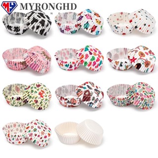 Myronghd 100 ชิ้น ถ้วยกระดาษเค้ก DIY เครื่องมือขนมเบเกอรี่แม่พิมพ์จาระบีอุปกรณ์ปาร์ตี้ดอกไม้