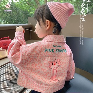 🍦Jelly Baby🍧เสื้อแจ็กเก็ตลําลอง พิมพ์ลาย Pink Panther สไตล์เกาหลี สําหรับเด็กผู้หญิง