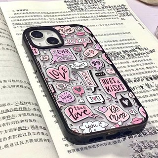 เคสโทรศัพท์มือถือใส แบบนิ่ม ลายฉลากสีชมพู สําหรับ iPhone 14promax 11 12 QYJS 13 xr xsmax 7p 8plus 13promax 11 14 xr 12pro