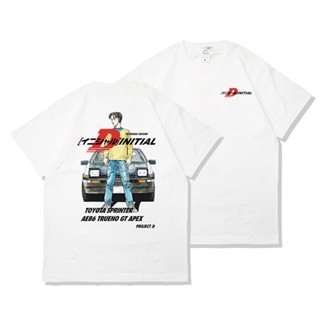 เสื้อยืดแขนสั้นลําลอง คอกลม ผ้าฝ้ายแท้ พิมพ์ลายการ์ตูนอนิเมะ Initial D ทรงหลวม สไตล์ญี่ปุ่น แฟชั่นฤดูร้อน สําหรับผู้ชาย