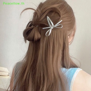 Peacellow กิ๊บติดผมหนัง ประดับโบว์ สีเงิน สไตล์เกาหลี