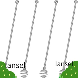 Lansel ไม้คนกาแฟ สเตนเลส ใช้ซ้ําได้ 9.45 นิ้ว สีเงิน สําหรับคนกาแฟ ค็อกเทล เครื่องดื่ม ที่บ้าน บาร์ ห้องครัว ปาร์ตี้ 4 ชิ้น