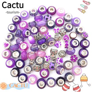 Cactu ลูกปัดเรซิ่น สีม่วง สําหรับทําเครื่องประดับ สร้อยคอ 80 ชิ้น