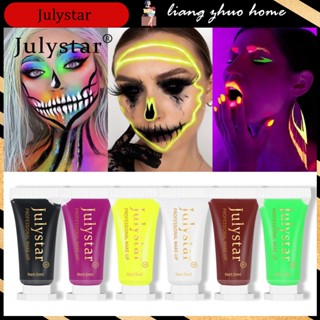 Julystar ชุดเพ้นท์ร่างกาย UV เรืองแสงในที่มืด 6 สี 5 มล. ต่อชิ้น สําหรับปาร์ตี้ฮาโลวีน