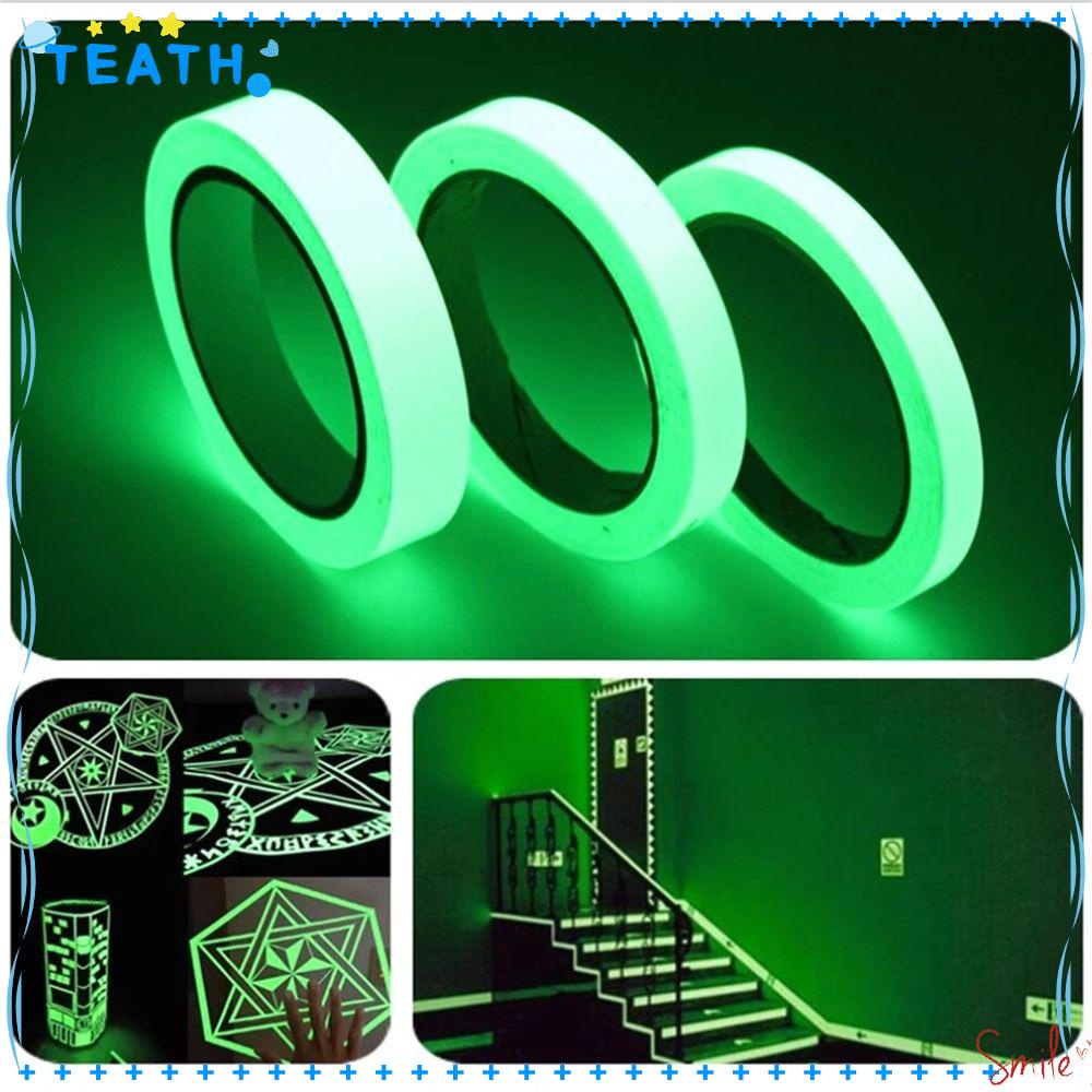 Teath สติกเกอร์เทปเรืองแสง สีเขียว หลายขนาด สําหรับติดตกแต่งบันได เวที เพื่อความปลอดภัย
