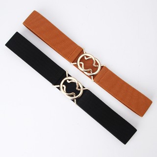 New single-lap black Japanese simple elastic waist seal ladys dress slim belt ring pair buckle waist seal