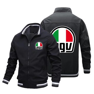 AGV LOGO baseball uniform stand collar large size long-sleeved sweater Aviator Jacket