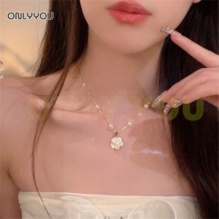 ONLY&amp;YOU สร้อยคอจี้ดอกคาเมลเลีย สไตล์เกาหลี ของขวัญวันวาเลนไทน์ ของขวัญให้แฟน ประดับจี้รูปผีเสื้อ เครื่องประดับสำหรับผู้หญิง