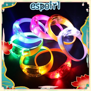 Espo สร้อยข้อมือเรืองแสง LED 2 ชิ้น, สายรัดข้อมือแบบเปิดใช้งานเสียง, กําไลข้อมือกระพริบที่น่าสนใจ, สายรัดข้อมือกีฬา หลากสี