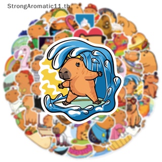 Strongaromatic สติกเกอร์ ลายการ์ตูน Capybara สําหรับตกแต่งตู้เย็น แล็ปท็อป โทรศัพท์มือถือ โน้ตบุ๊ก DIY 50 ชิ้น