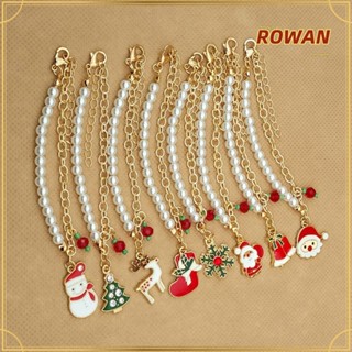 Rowans กําไลข้อมือ จี้ซานตาคลอส สโนว์แมน คริสต์มาส ประดับมุกเทียม ปรับได้ เครื่องประดับแฟชั่น 2 ชิ้น