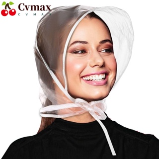 Cvmax หมวกกันฝน, ปกป้องทรงผม พลาสติก ป้องกันผม ฮู้ด, ผ้าพันคอกันฝน ผูกเชือก กันน้ํา ฝน ผู้หญิง