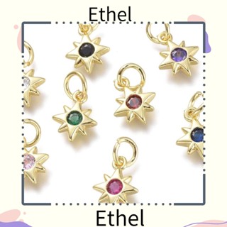 Ethel1 จี้รูปดาวย่น แปดแฉก ชุบทอง พร้อมแหวนจั้มพ์ ชุบทอง ประดับเพทาย 20 ชิ้น