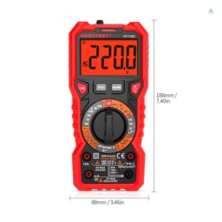 Tmt HABOTEST HT118C มัลติมิเตอร์ดิจิทัล แบบแมนนวล 6000 ครั้ง RMS AC DC วัดแรงดันไฟฟ้า ความต้านทาน ประจุกระแสไฟ ความถี่ อุณหภูมิ NCV ทดสอบไดโอด ค้างคาว