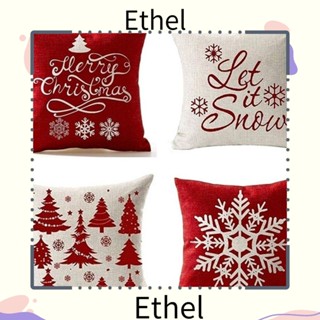 Ethel1 ปลอกหมอนอิง ผ้าลินิน ลายคริสต์มาส ขนาด 18X18 นิ้ว สําหรับตกแต่งบ้าน โซฟา