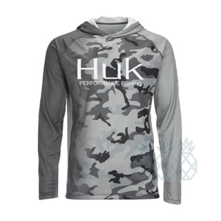 Huk เสื้อยืดแขนยาว มีฮู้ด UPF50+ ระบายอากาศ เหมาะกับฤดูร้อน สําหรับตกปลา เดินป่า