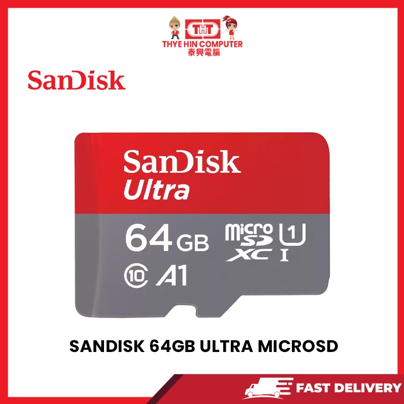 Sandisk แฟลชไดรฟ์ 64GB ULTRA MICROSD UHS-I-C10-U1-AI-98/150MB