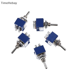 Timehebay ใหม่ สวิตช์โยกเปิด 6P 6A 125VAC 6 Pin DPDT EN ขนาดเล็ก 5 ชิ้น