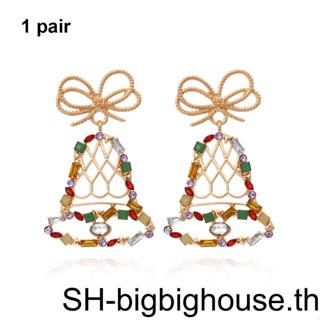 【Biho】ต่างหูสตั๊ด โลหะผสม ประดับเพชรเทียม สไตล์ฮิปฮอป 1 คู่