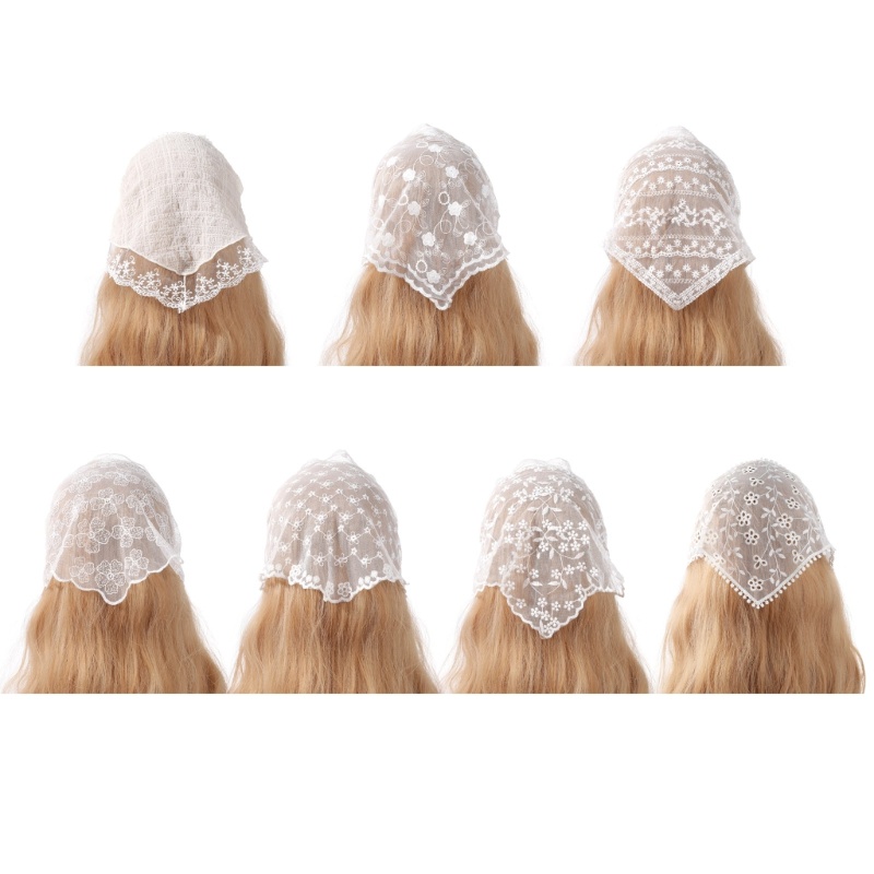 Mya Summer Sunproof Lace Triangle Sweet Girls Triangle Scarf Lace Flower Turban