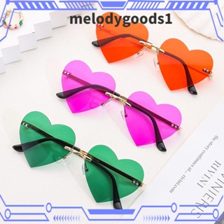 Melodygoods1 แว่นตากันแดด ไร้ขอบ หัวใจ อินเทรนด์ ปาร์ตี้ ฮิปปี้ เครื่องแต่งกาย โลหะ แว่นกันแดด