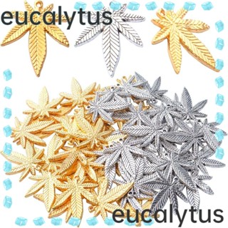 Eucalytus1 จี้สร้อยคอ สร้อยข้อมือ โลหะผสมสังกะสี รูปใบเมเปิ้ล สีทอง