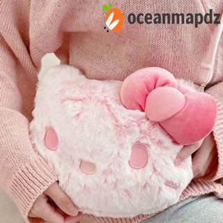 Oceanmapdz กระเป๋าสะพายไหล่ ผ้ากํามะหยี่ขนนิ่ม ลายการ์ตูนแมว KT สีชมพู ความจุขนาดใหญ่ สําหรับเด็กผู้หญิง นักเรียน