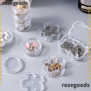 Rosegoods1 กล่องพลาสติกใส ขนาดเล็ก แบบพกพา สําหรับใส่เครื่องประดับ ต่างหู แหวน