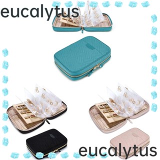 Eucalytus1 กระเป๋าหนัง PU ทรงสี่เหลี่ยมผืนผ้า แบบพกพา ทําความสะอาดง่าย สีพื้น สําหรับเก็บเครื่องประดับ ต่างหู สร้อยคอ