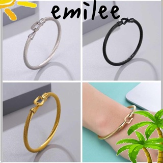 Emilee สร้อยข้อมือคู่, สร้อยข้อมือสเตนเลส เกือกม้า ผูกปม สร้อยข้อมือเกือกม้า, ลวดถัก เครื่องประดับ เรียบง่าย เกือกม้า กําไลข้อมือคู่