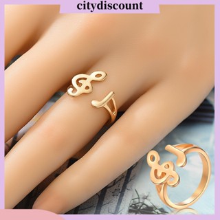 &lt;citydiscount&gt; แหวนชุบไฟฟ้า แบบเปิด รูปตัวโน้ตดนตรี ฉลุลาย กันการสึกหรอ ปรับได้ สําหรับงานปาร์ตี้ 2 ชิ้น