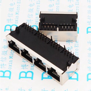 R RJ45 ซ็อกเก็ตเครือข่ายอินเตอร์เฟซ 59 21 มม. RJ45 1 * 2 1 * 4 พอร์ตคู่ สี่พอร์ต