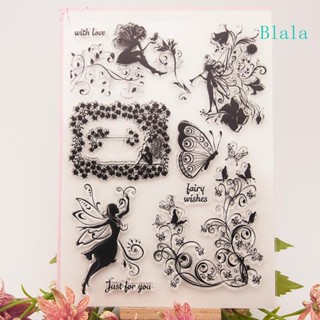 Blala แสตมป์ยางซิลิโคนใส ลายดอกไม้ สไตล์แฟรี่ สําหรับตกแต่งสมุดไดอารี่