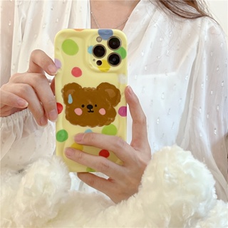 เคสโทรศัพท์มือถือ ซิลิโคน กันกระแทก ลายจุด หมีน่ารัก สร้างสรรค์ สําหรับ Iphone 14 11 12 13 PRO MAX 13ProMax 12 13pro 11 14pro