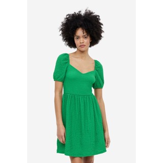 H&amp;M  Woman Puff-sleeved textured jersey dress 1154646_2