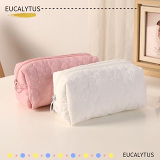 Eutus กระเป๋าเครื่องสําอาง ผ้าฝ้ายผสม แบบนิ่ม ลายดอกไม้ 3 สี สําหรับเด็กผู้หญิง