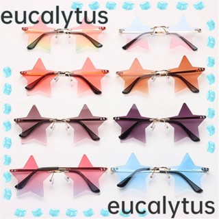 Eucalytus1 แว่นตากันแดด ไร้ขอบ รูปดาวห้าแฉก น่ารัก สําหรับผู้หญิง และผู้ชาย