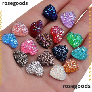 Rosegoods1 คริสตัลเรซิ่น รูปหัวใจ สีรุ้ง 12 มม. หลากสี สําหรับทําเครื่องประดับ แฮนด์เมด