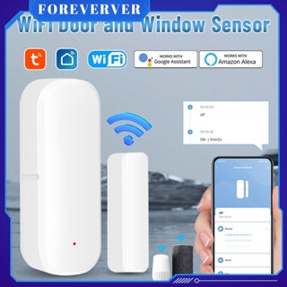 Tuya Smart Wifi Door Sensor Window Sensor Door Magnetic Alarm Detector เซ็นเซอร์แม่เหล็กอิสระทำงานร่วมกับ Alexa Google Home fore